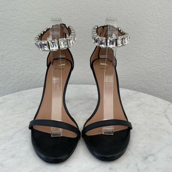 Boss Janet High-Heeled Sandals in Nappa Leather with Rhinestone Strap Size 38 - Picture 5 of 13